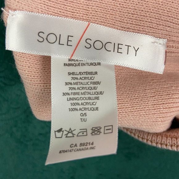 NWT SOLE SOCIETY Pink Rose Metallic Winter Hat - Picture 4 of 5